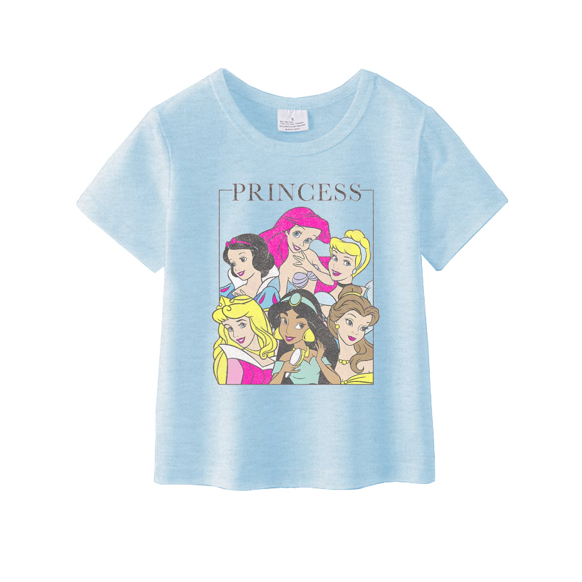 (Pre Order)Girls Blue Character Printed Short Sleeves T-Shirts