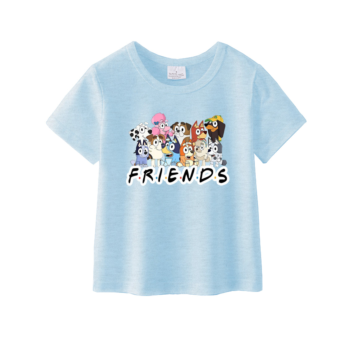 （Pre Order）Girls Blue Cartoon Printed Short Sleeves T-Shirts