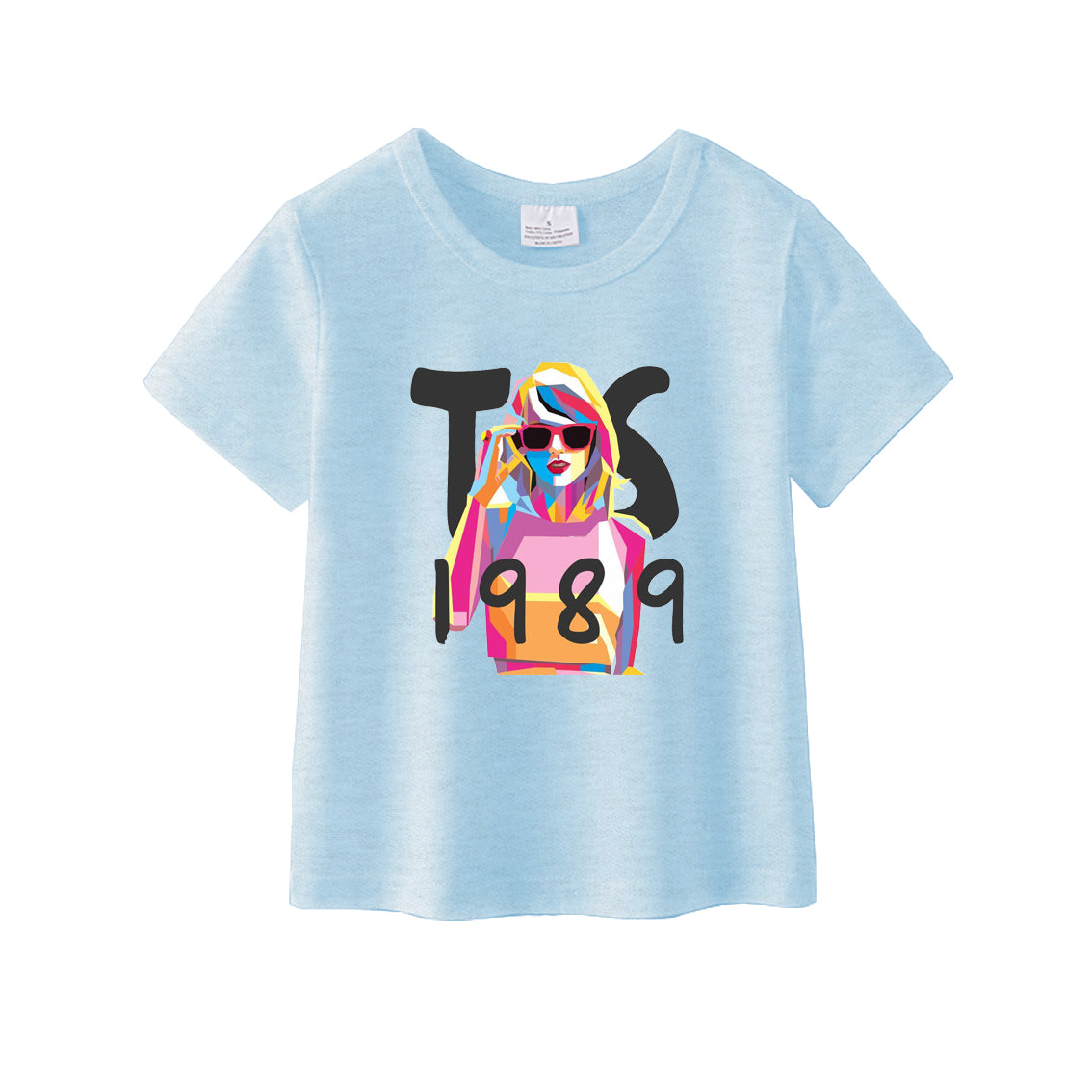 (Pre Order)Girls Blue Character Printed Short Sleeves T-Shirts