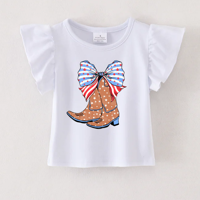 （Pre Order）Patriotic Print Cotton White Essential Top