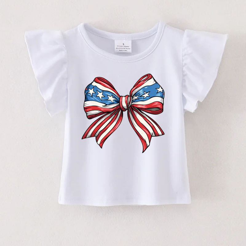 （Pre Order）Patriotic Print Cotton White Essential Top