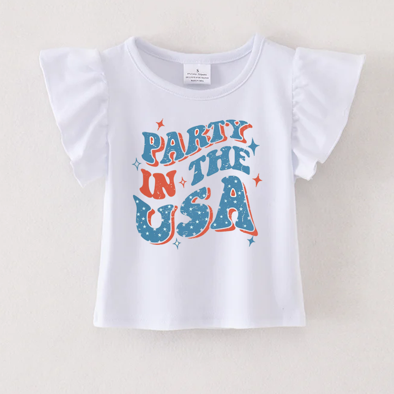 （Pre Order）Patriotic Print Cotton White Essential Top