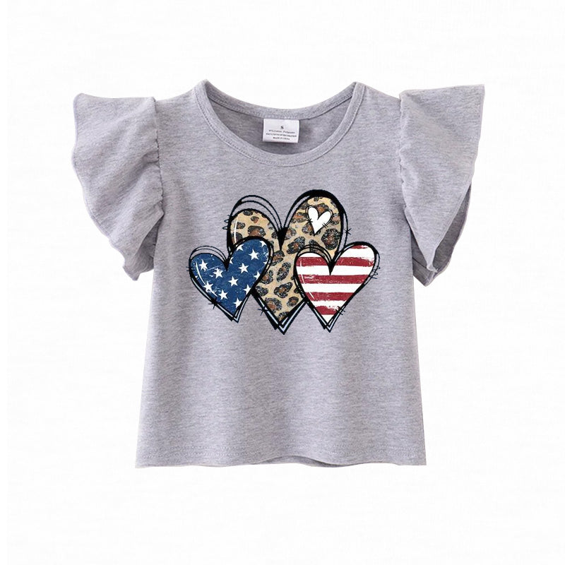 （Pre Order）Patriotic Print Grey Cotton Essential Top