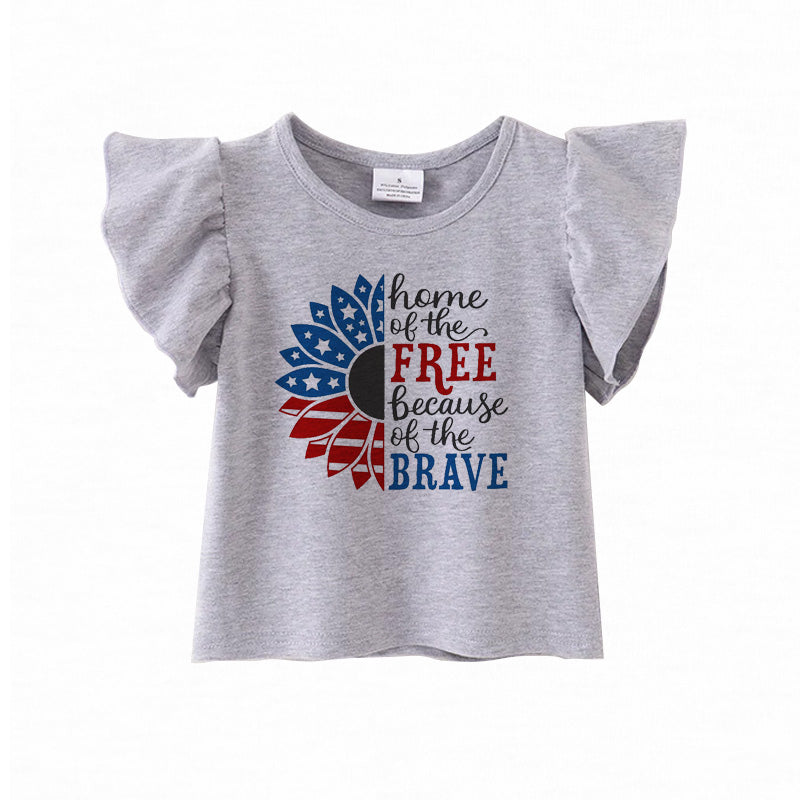 （Pre Order）Patriotic Print Grey Cotton Essential Top