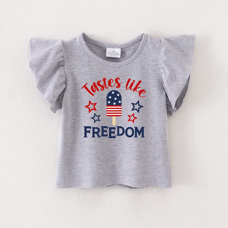 （Pre Order）Patriotic Print Grey Cotton Essential Top