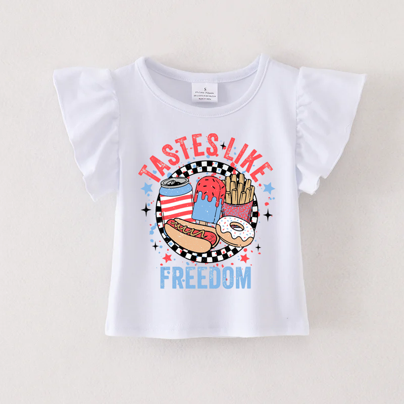 （Pre Order）Patriotic Print Cotton White Essential Top