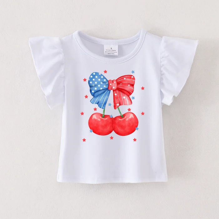 （Pre Order）Patriotic Print Cotton White Essential Top