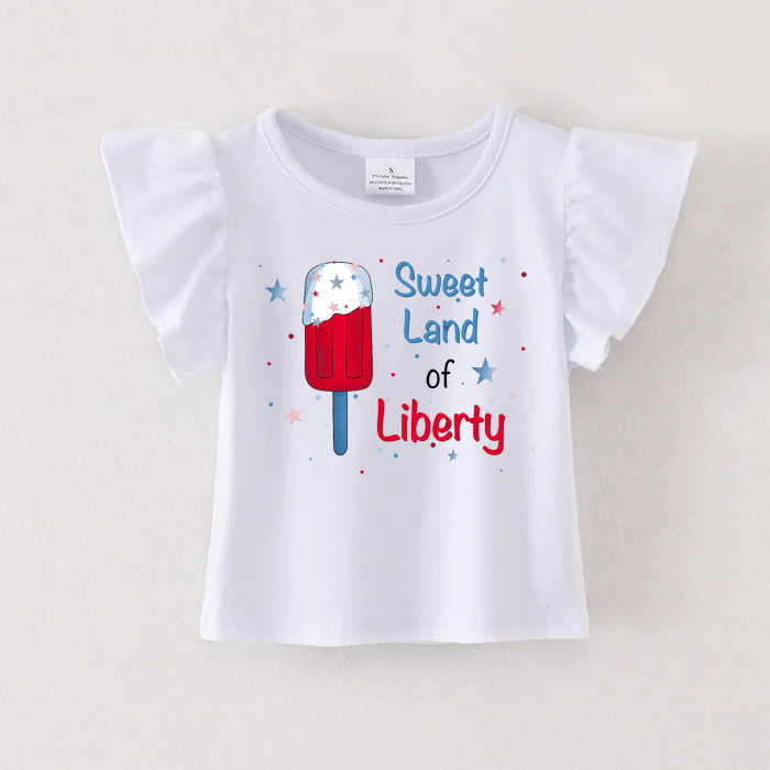 （Pre Order）Patriotic Print Cotton White Essential Top