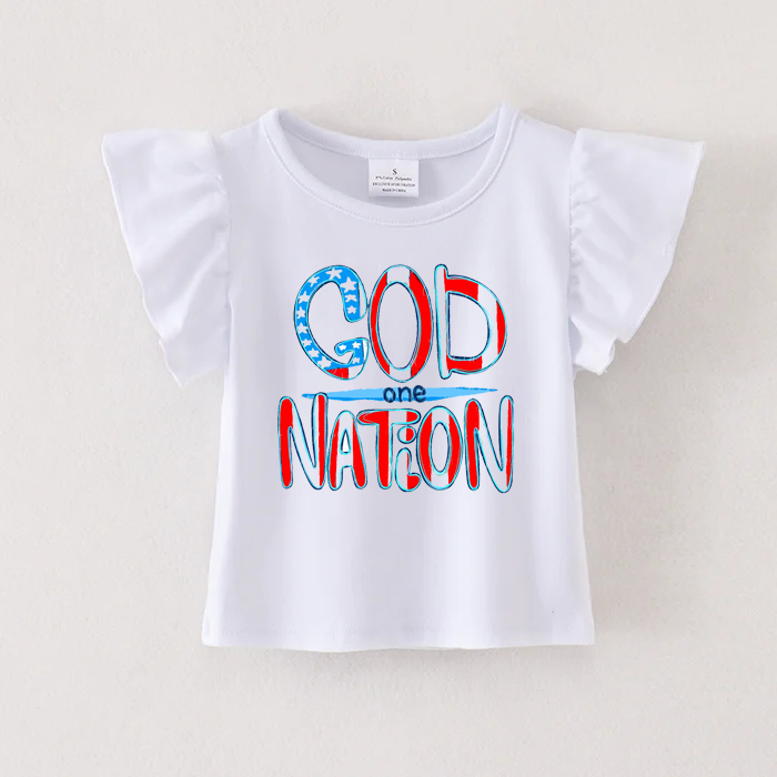 （Pre Order）Patriotic Print Cotton White Essential Top