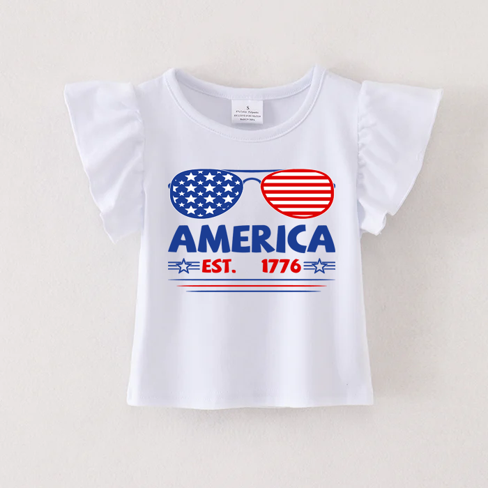 （Pre Order）Patriotic Print Cotton White Essential Top