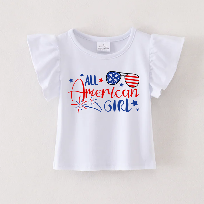 （Pre Order）Patriotic Print Cotton White Essential Top