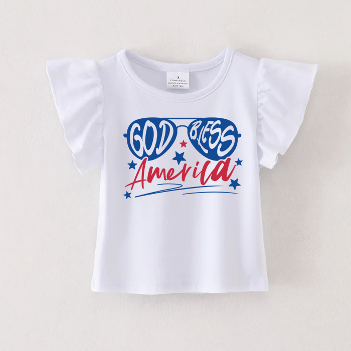 （Pre Order）Patriotic Print Cotton White Essential Top