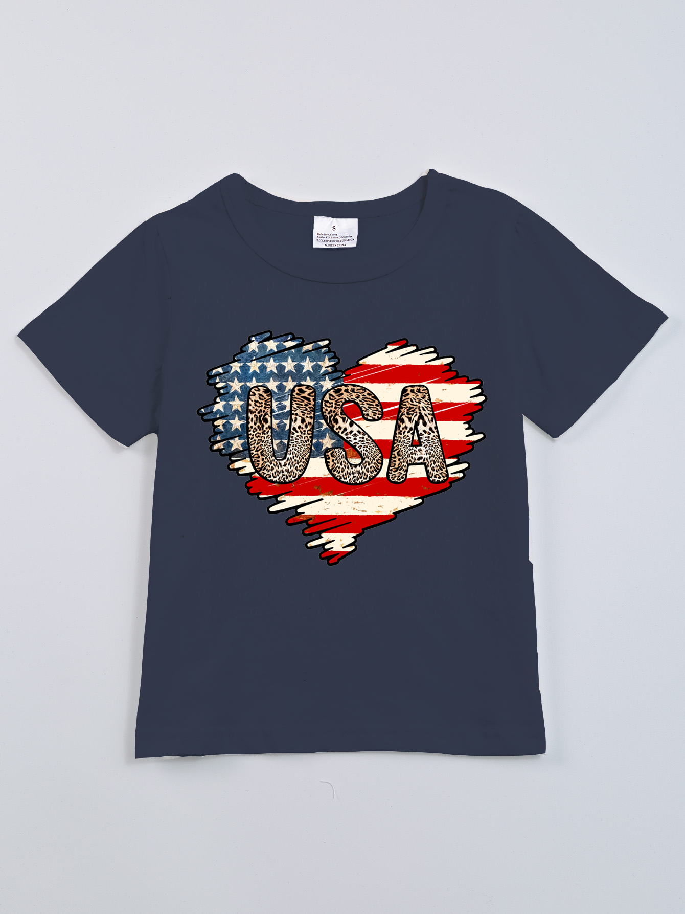 （Pre Order）Patriotic Print Cotton Navy Essential Top