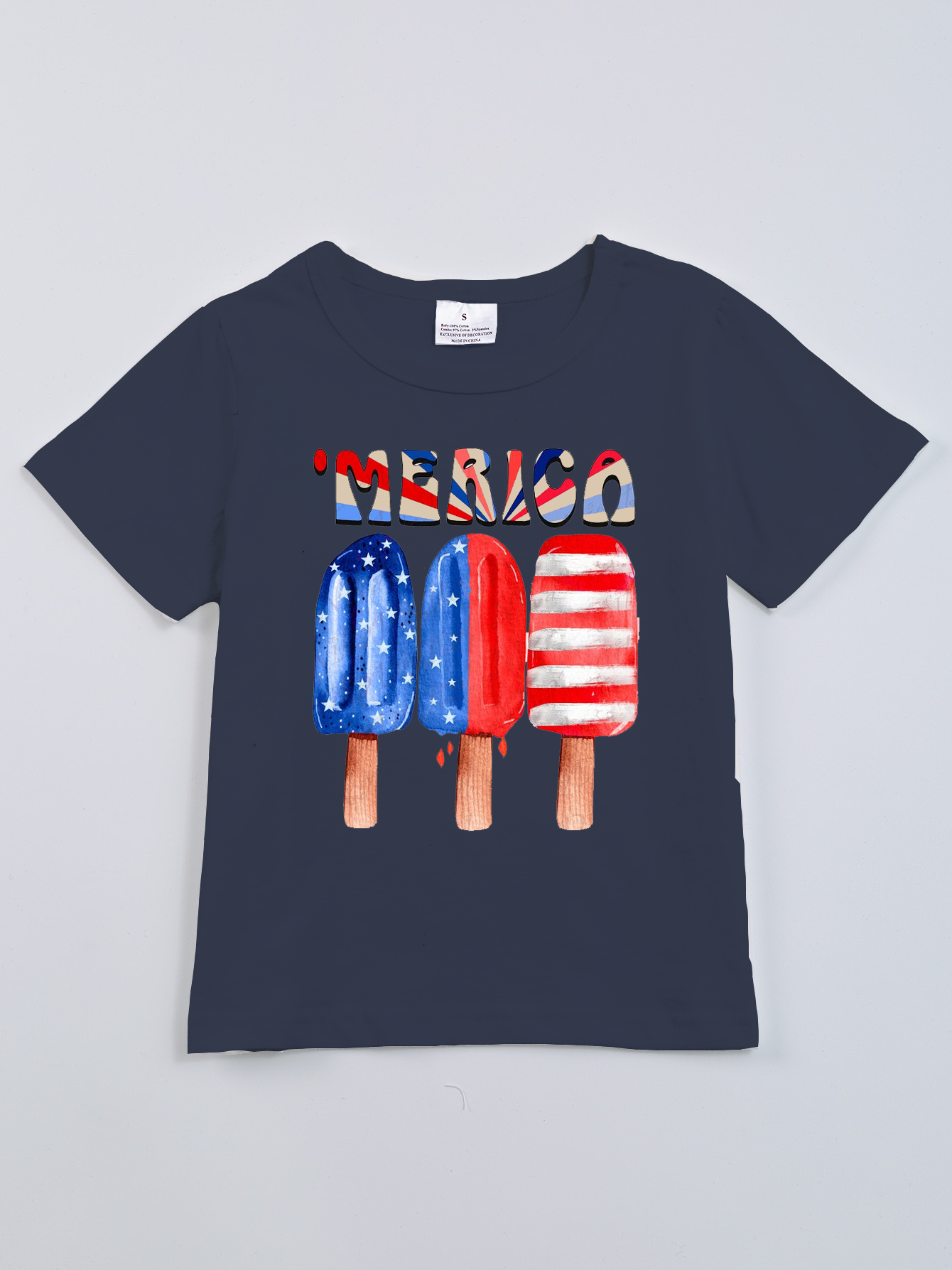 （Pre Order）Patriotic Print Cotton Navy Essential Top