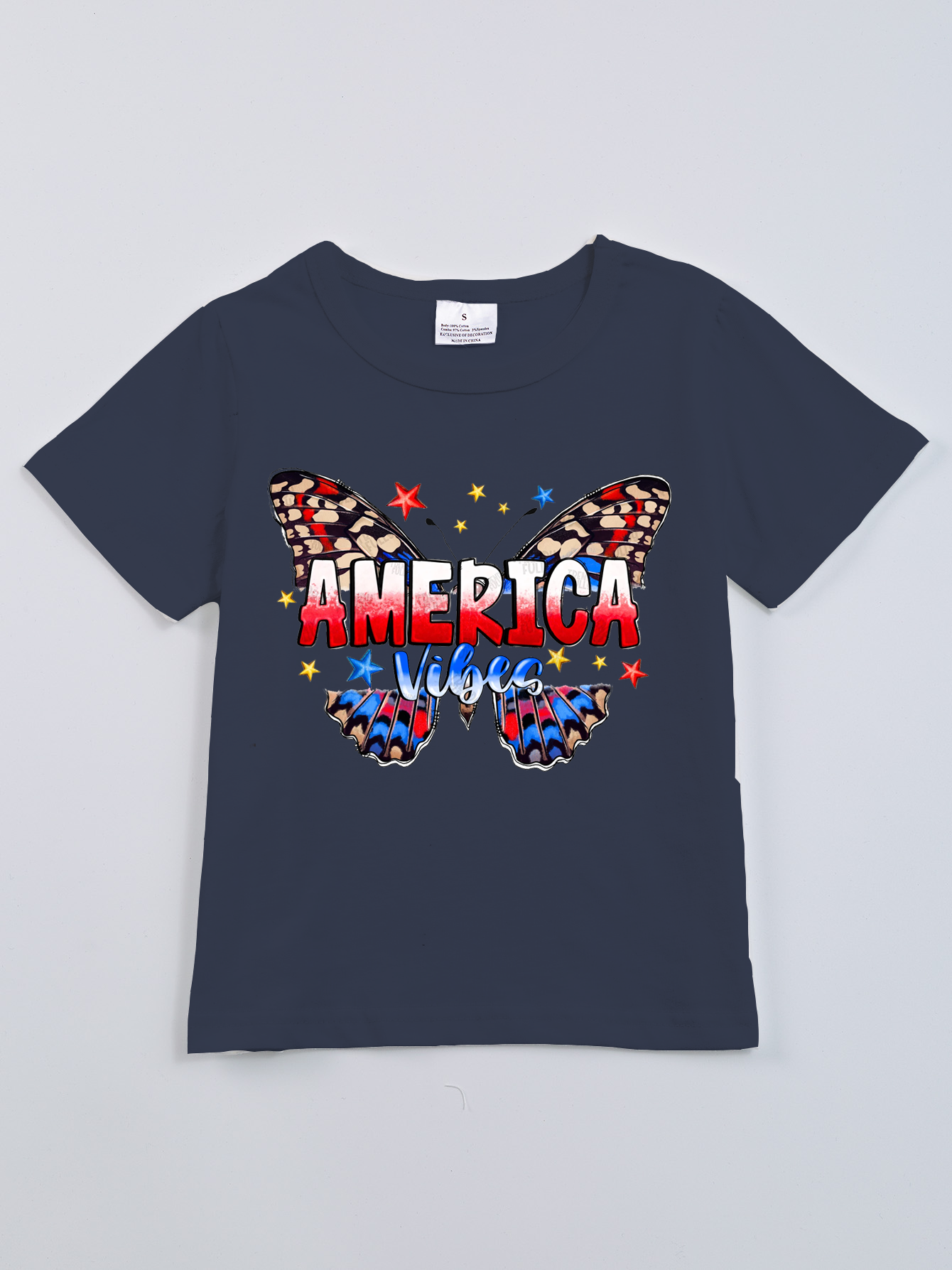 （Pre Order）Patriotic Print Cotton Navy Essential Top