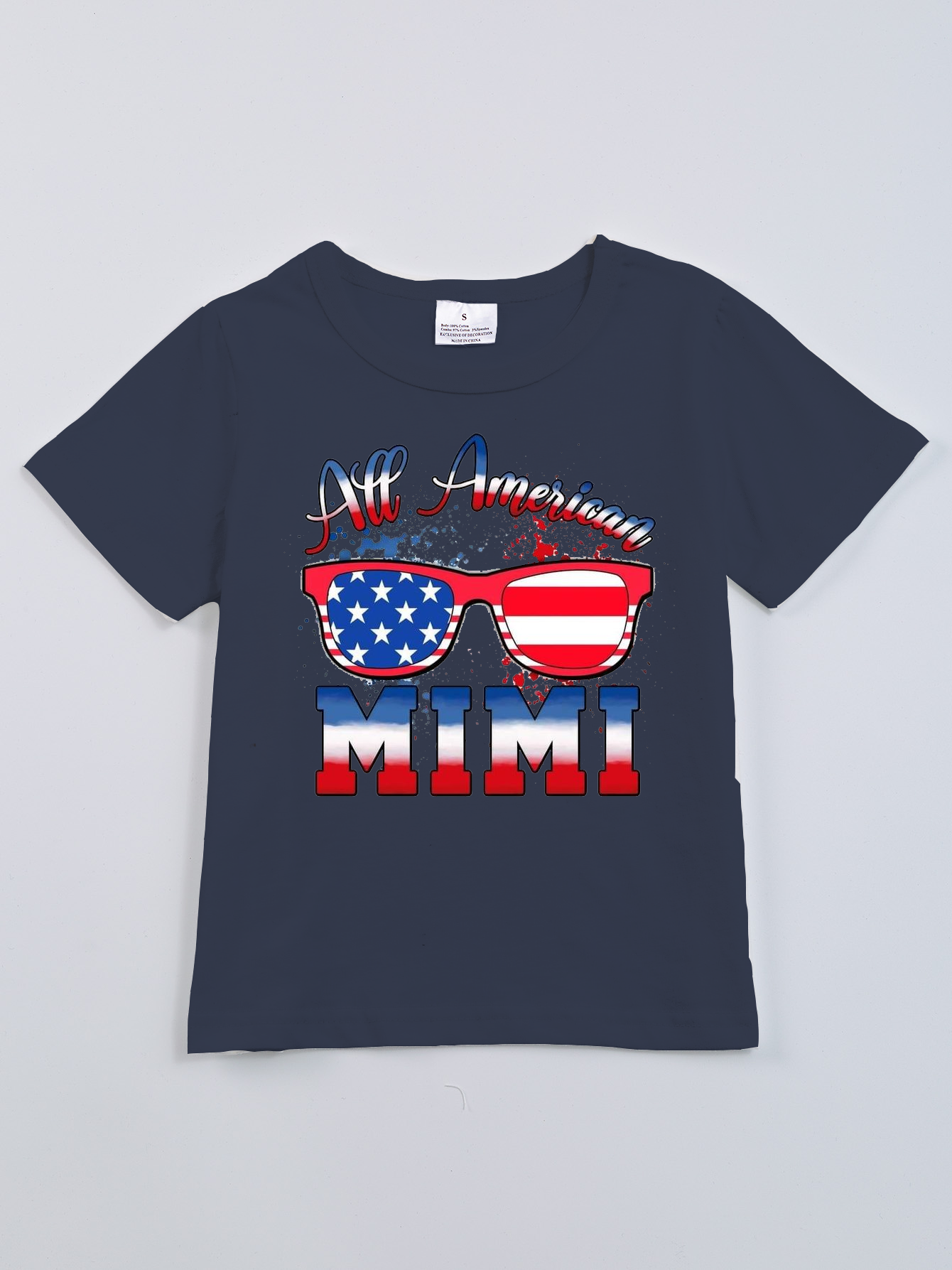 （Pre Order）Patriotic Print Cotton Navy Essential Top