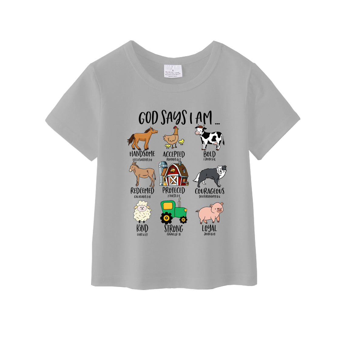 （Pre Order）Girls God Say I Am Cotton Grey Top