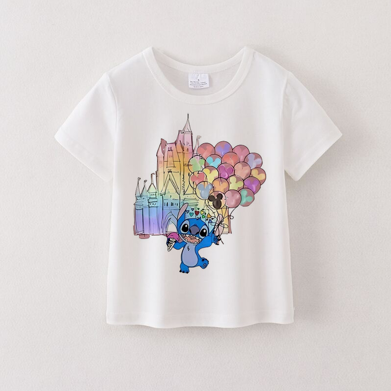 （Pre Order）Unisex Cotton Cartoon Print White T-shirt