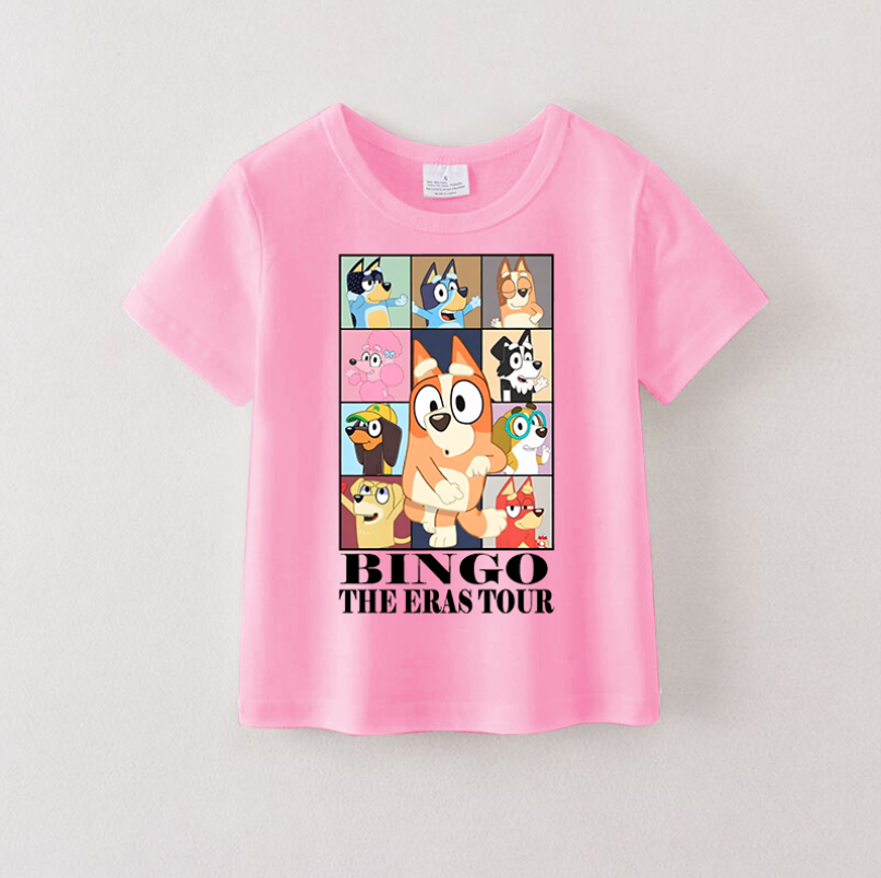 （Pre Order）Girls Cotton Cartoon Print Pink T-shirt