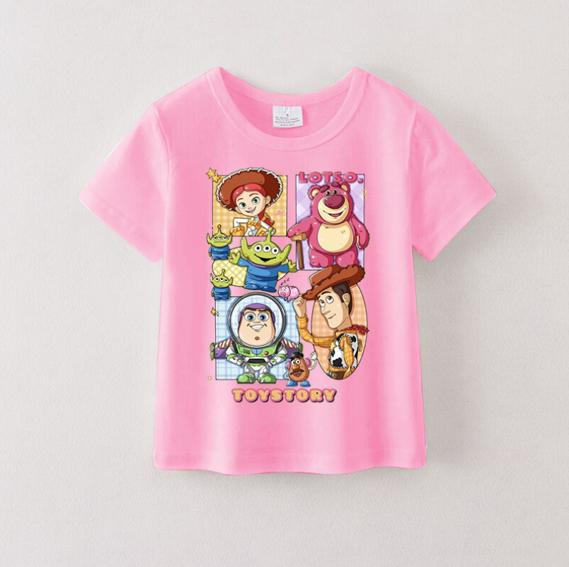 （Pre Order）Girls Cotton Cartoon Print Pink T-shirt