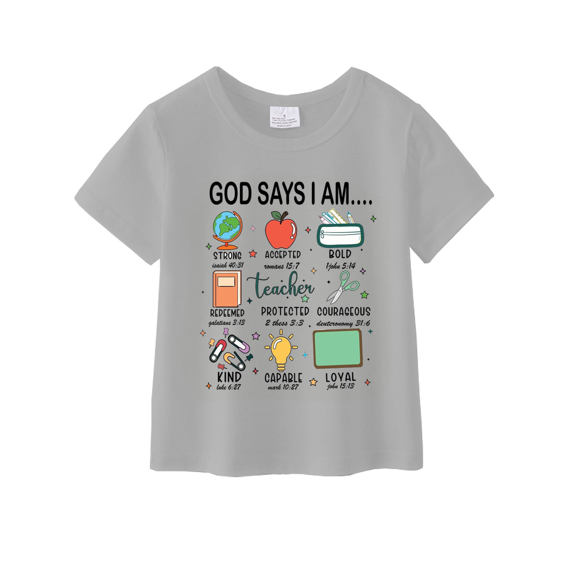 （Pre Order）Girls God Say I Am Cotton Grey Top