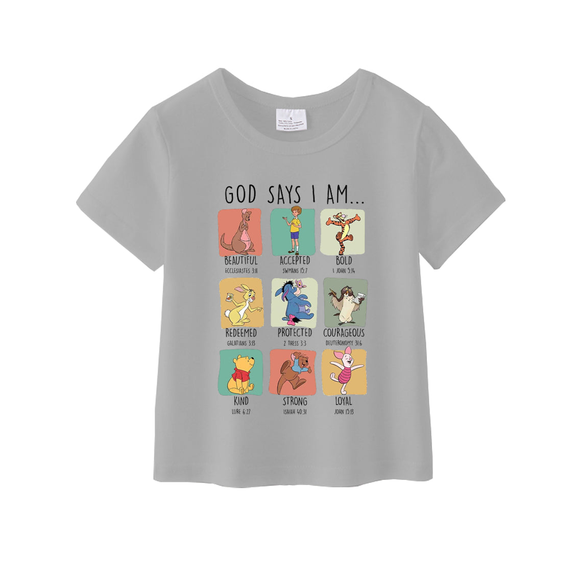 （Pre Order）Girls God Say I Am Cotton Grey Top