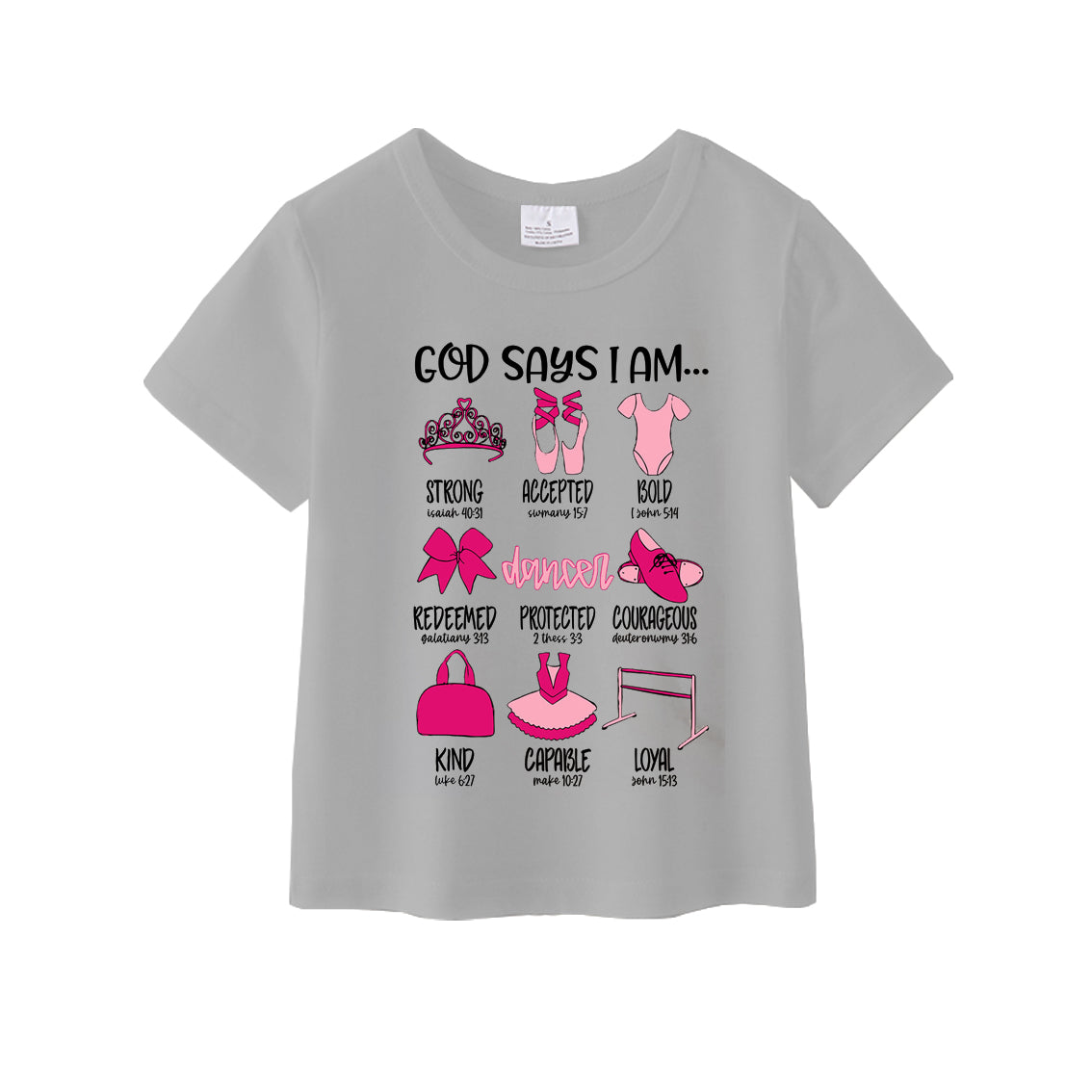 （Pre Order）Girls God Say I Am Cotton Grey Top