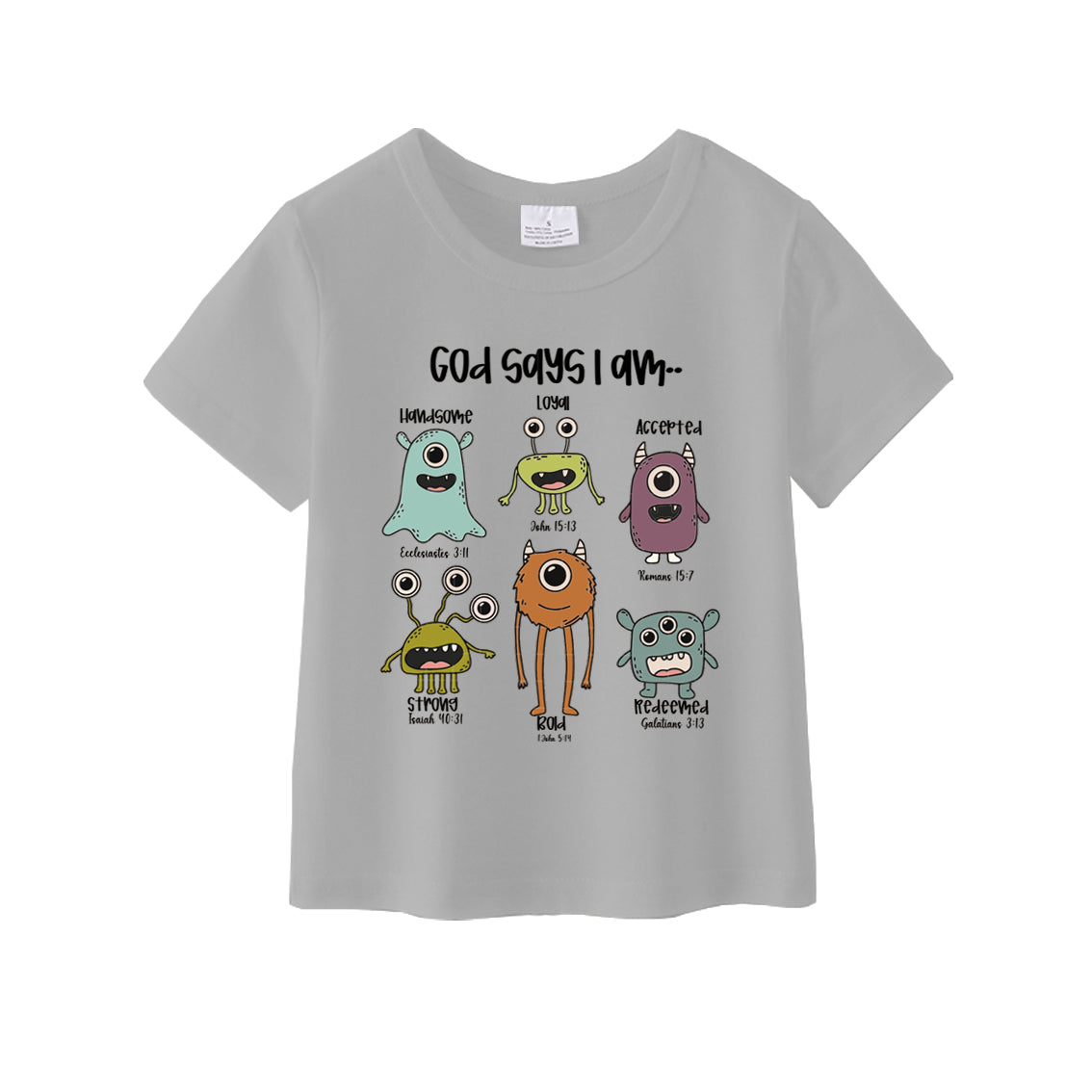 （Pre Order）Girls God Say I Am Cotton Grey Top