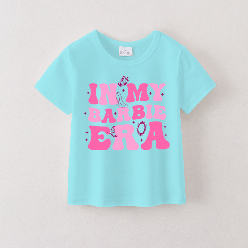 （Pre Order）Summer Girls Cotton Cartoon Print Blue T-shirt