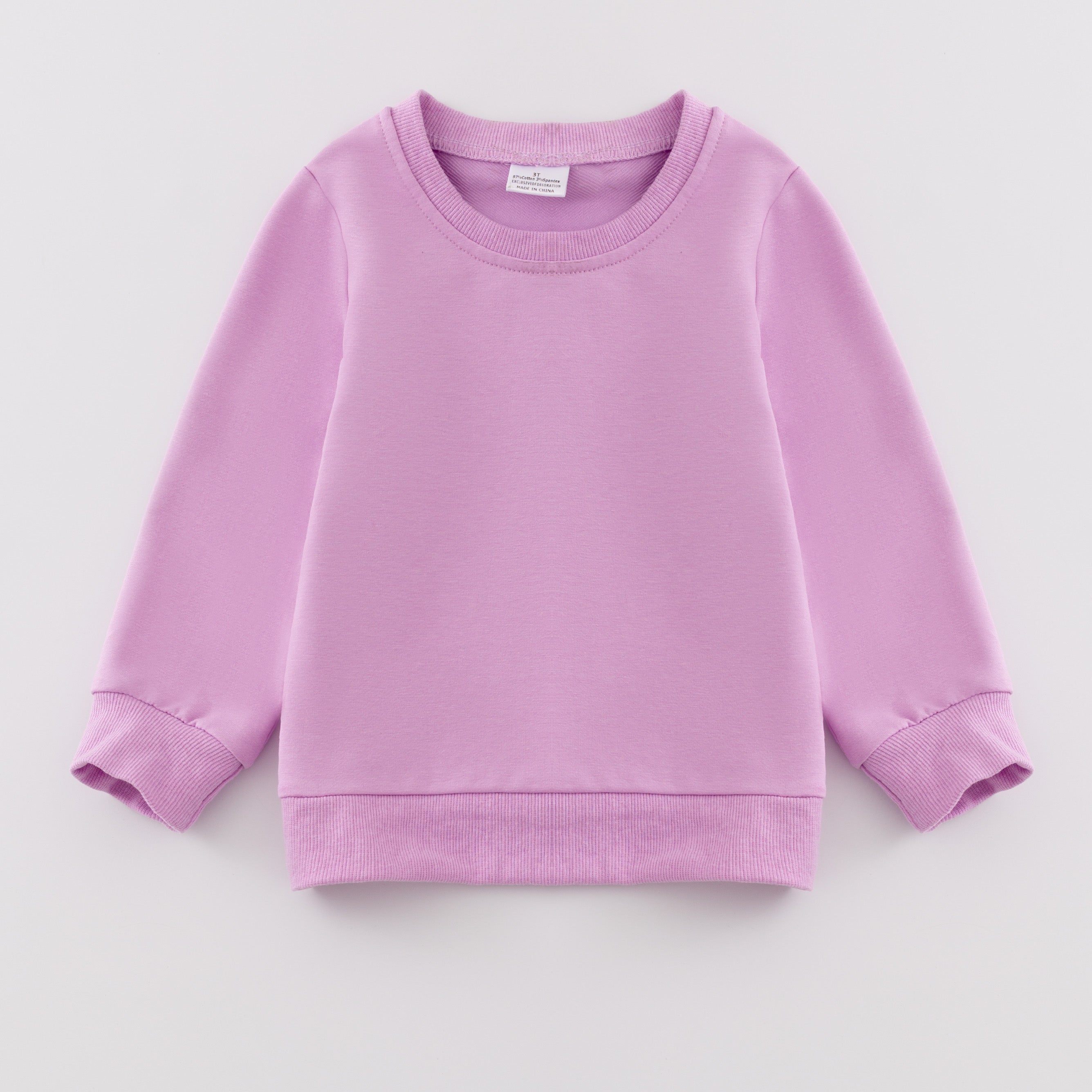 （In Stock E39）Girls Cotton Solid Color Sweatshirt