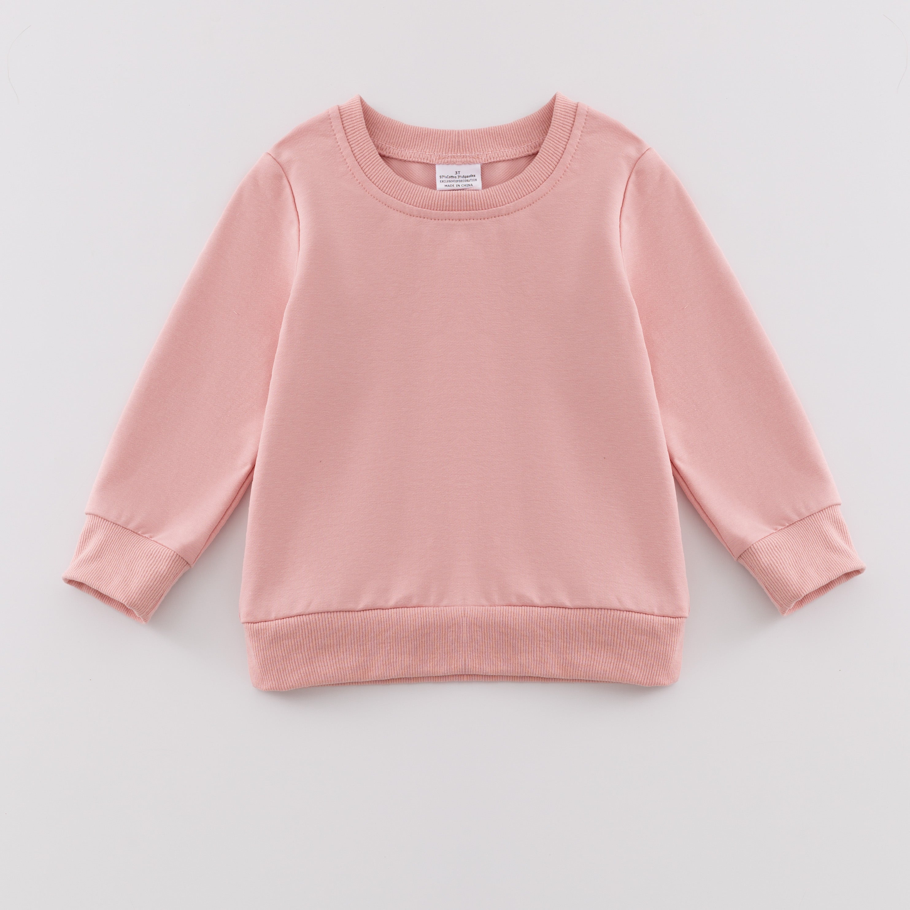 （In Stock E39）Girls Cotton Solid Color Sweatshirt