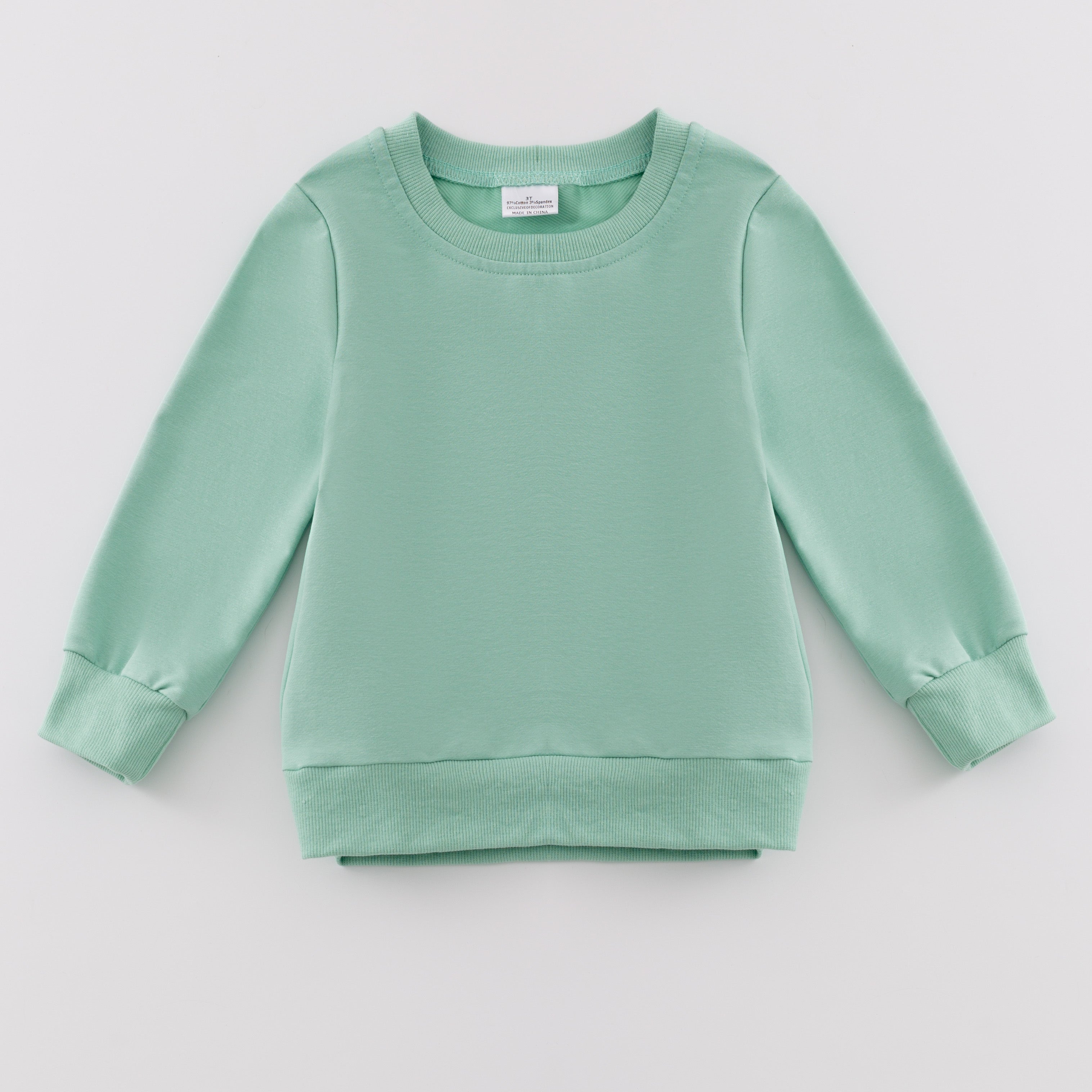 （In Stock E39）Girls Cotton Solid Color Sweatshirt