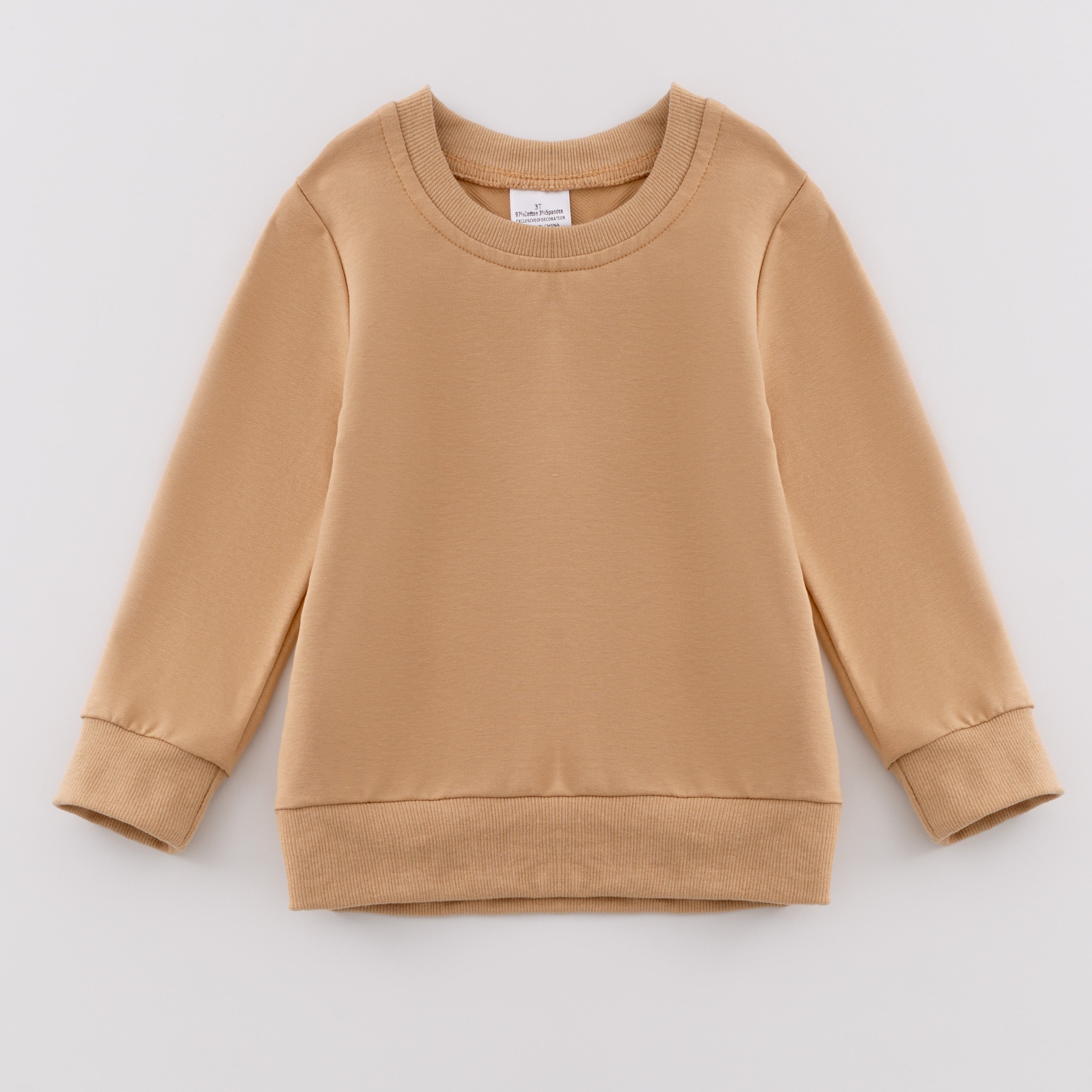 （In Stock E39）Girls Cotton Solid Color Sweatshirt