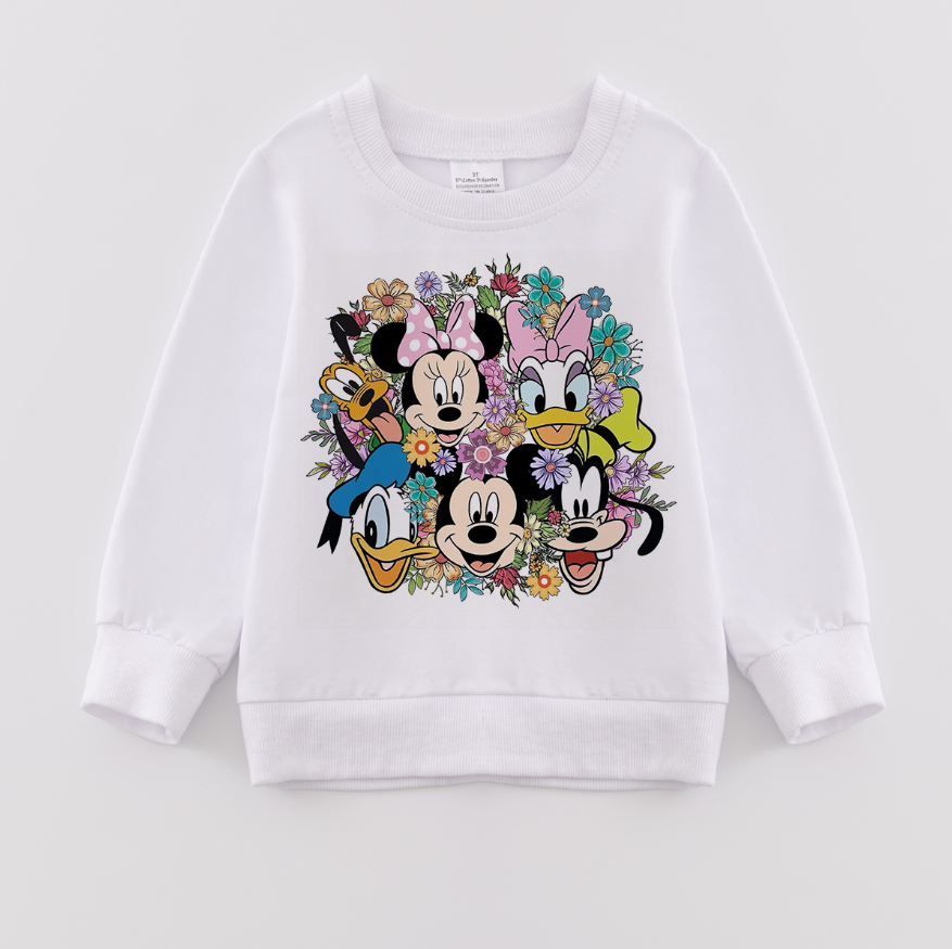 （Pre Order）Girls Fall TS and Cartoon Print Sweatshirt