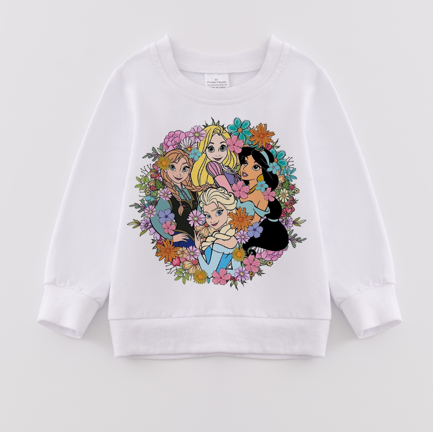 （Pre Order）Girls Fall TS and Cartoon Print Sweatshirt