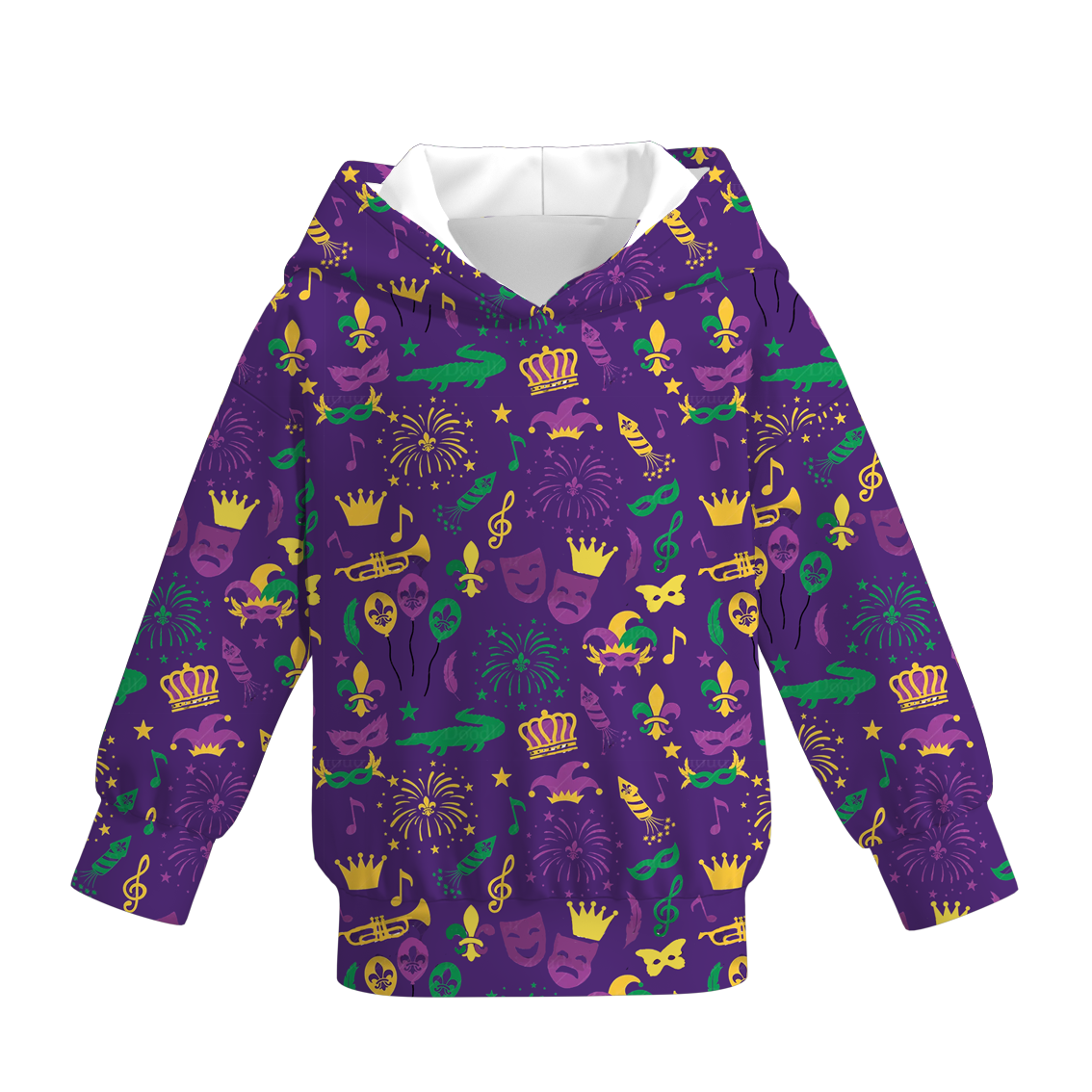 （Pre Order）Girls Mardi Gras Print Dress Hoodie