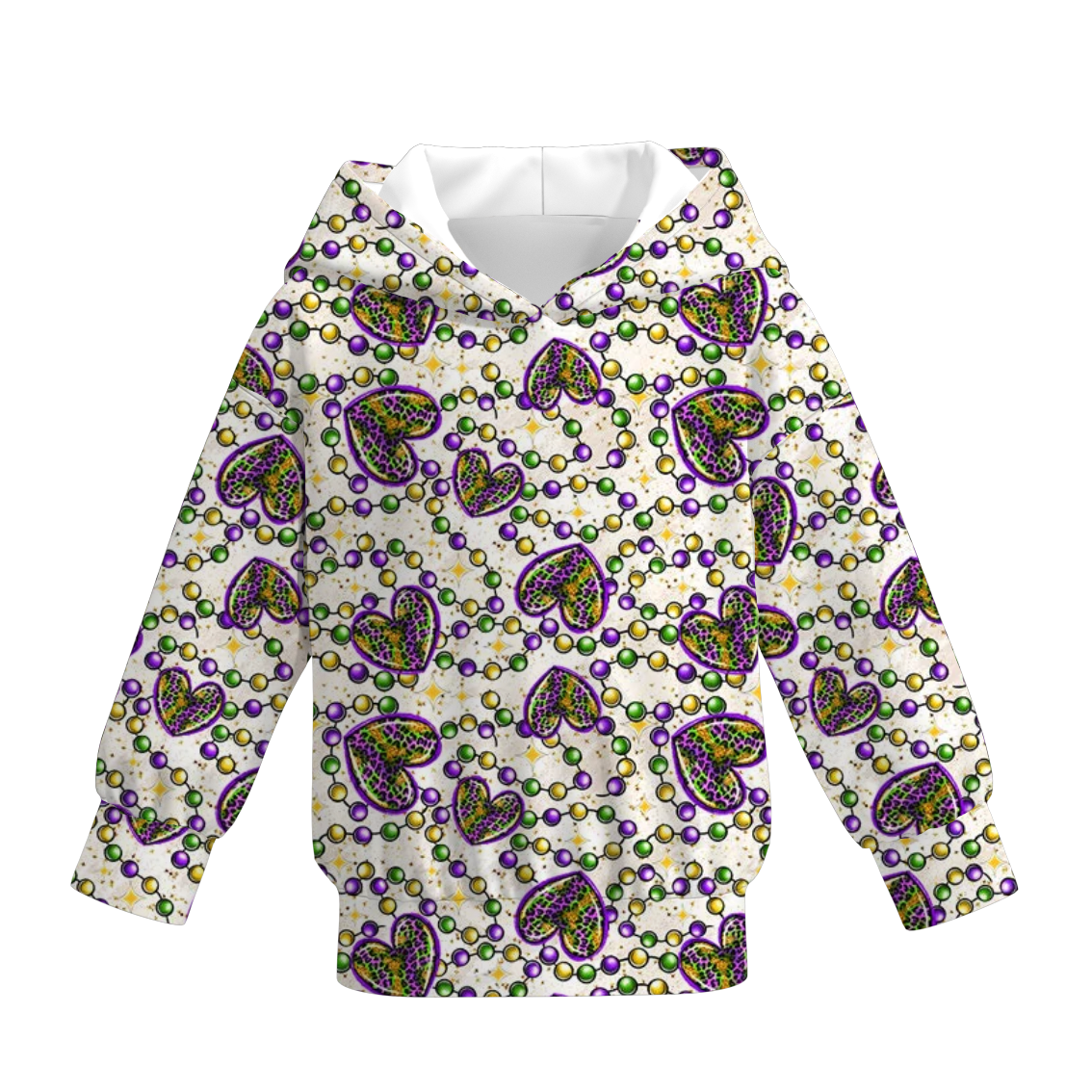 （Pre Order）Girls Mardi Gras Print Dress Hoodie