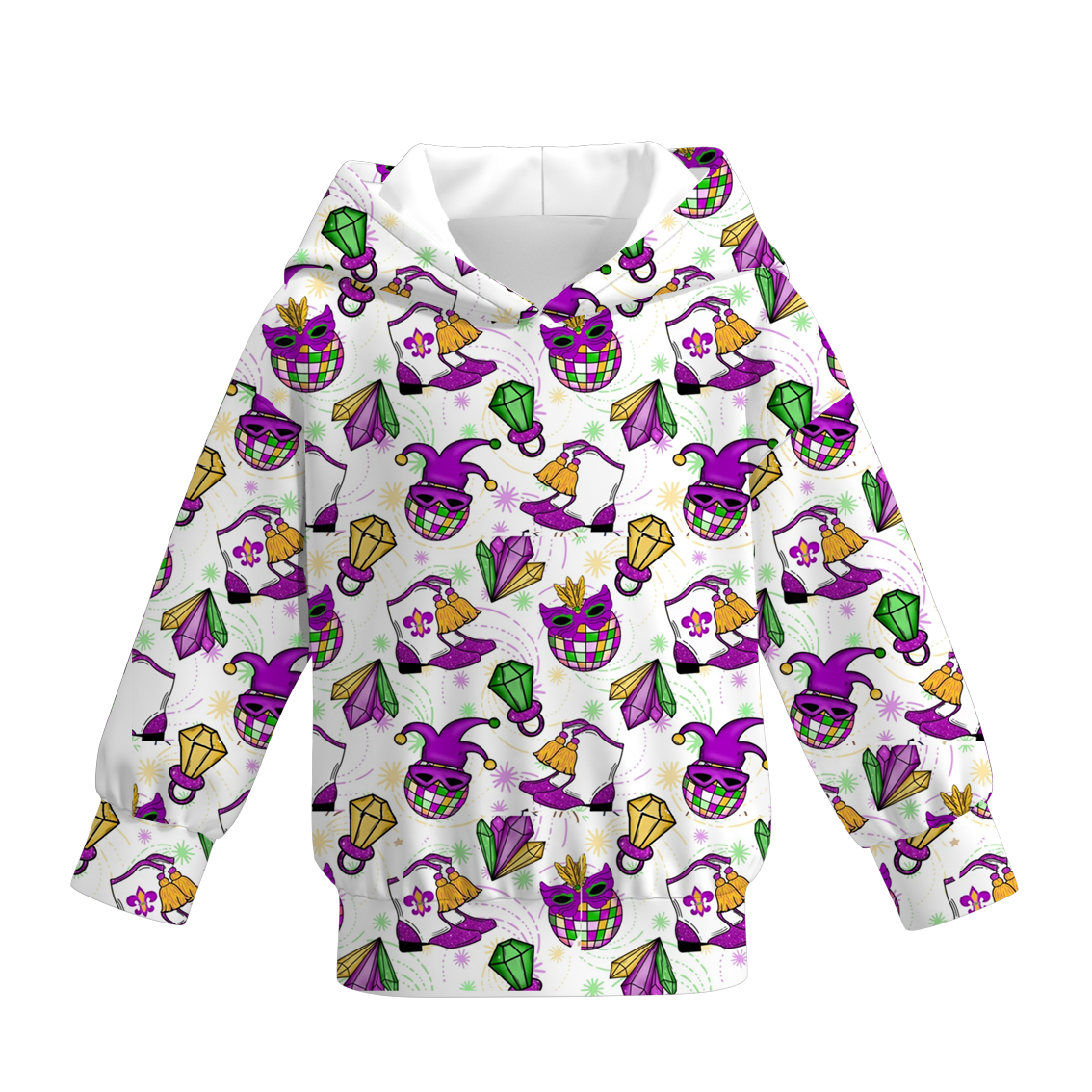 （Pre Order）Girls Mardi Gras Print Dress Hoodie