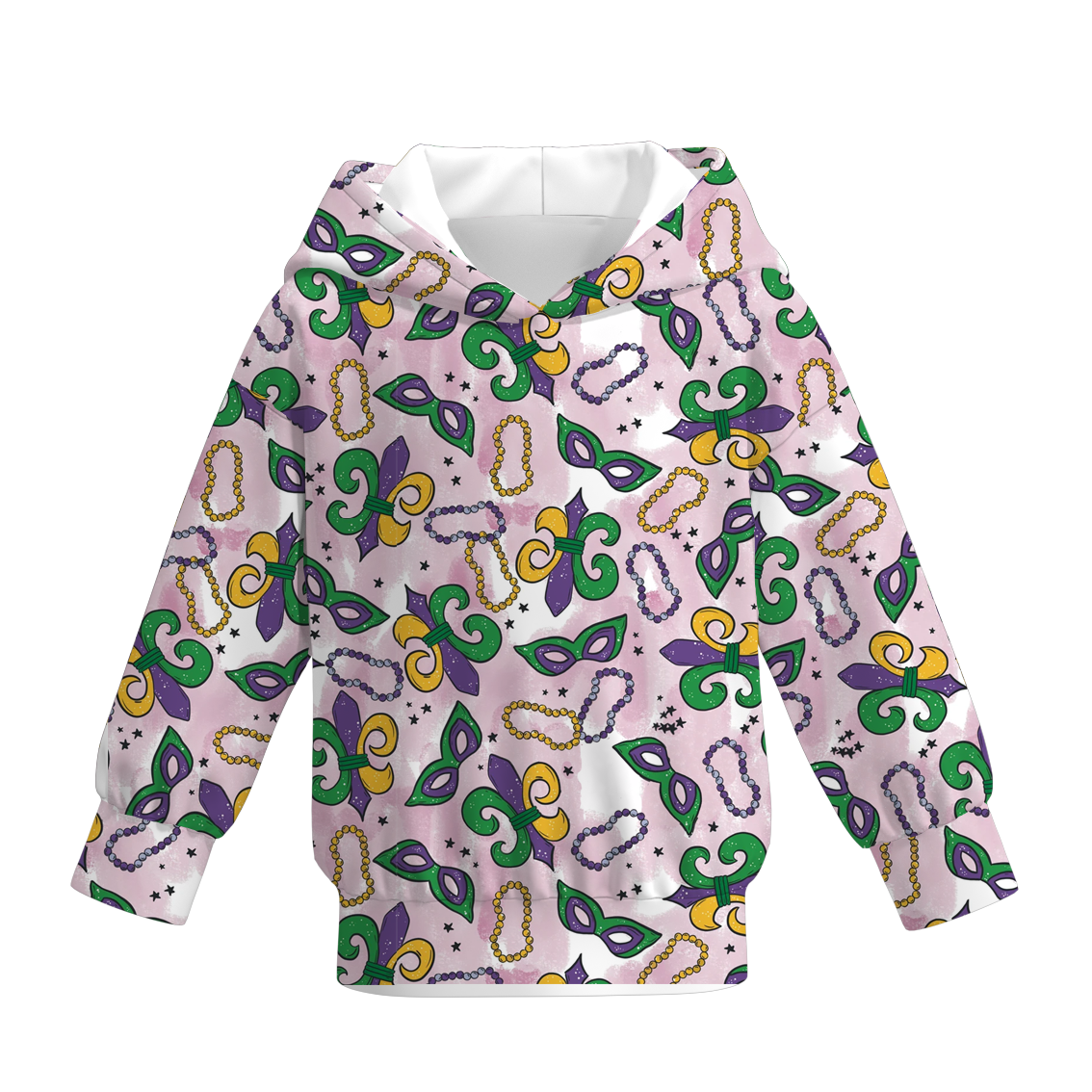 （Pre Order）Girls Mardi Gras Print Dress Hoodie