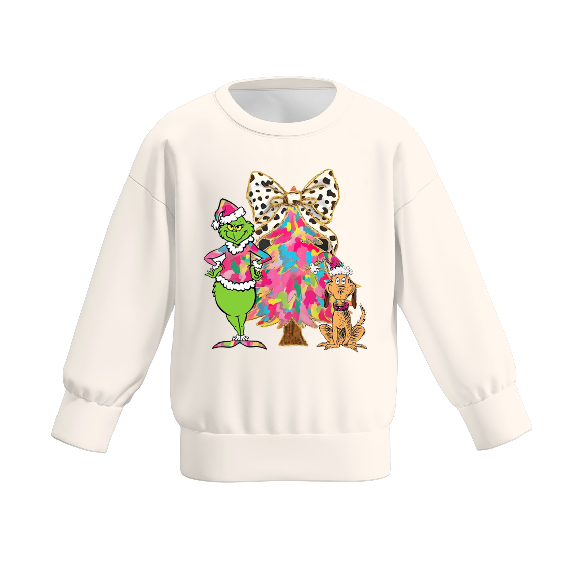 （Pre Order）Girls Christmas Cartoon Print Sweatshirt