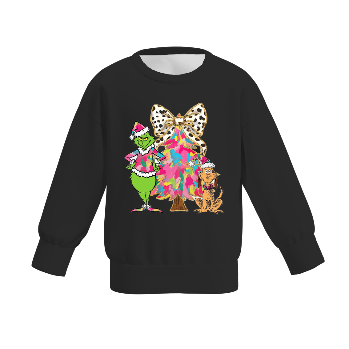 （Pre Order）Girls Christmas Cartoon Print Sweatshirt