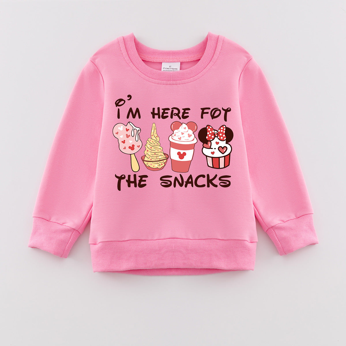 （Pre Order）Girls Valentine's Day Cartoon Print Pink Sweatshirt