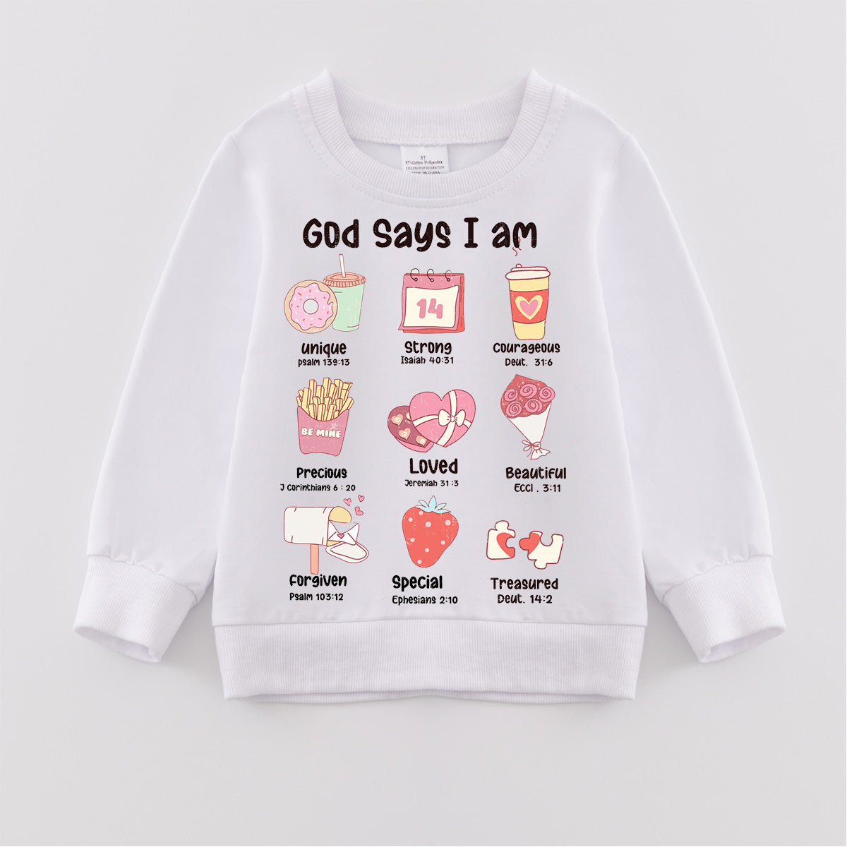 （Pre Order）Girls Valentine's Day Cartoon Print Sweatshirt