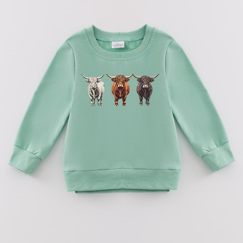 （Pre Order）Girls Fall Farm Print Sweatshirt