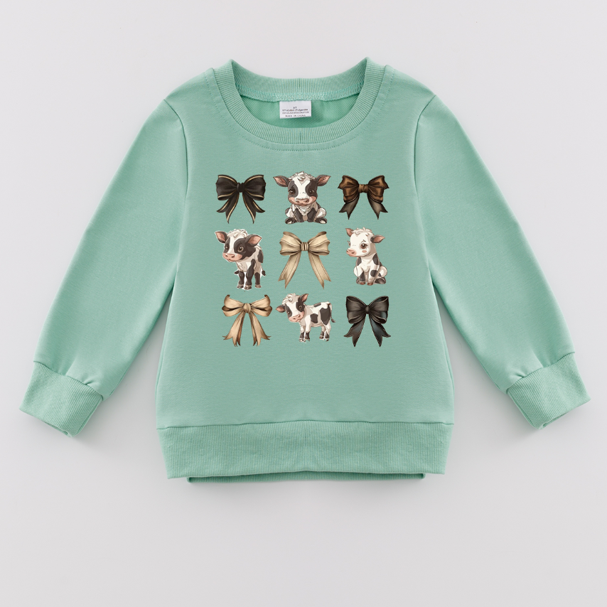 （Pre Order）Girls Fall Farm Print Sweatshirt