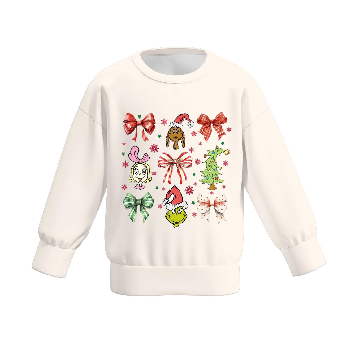 （Pre Order）Girls Christmas Cartoon Print Sweatshirt