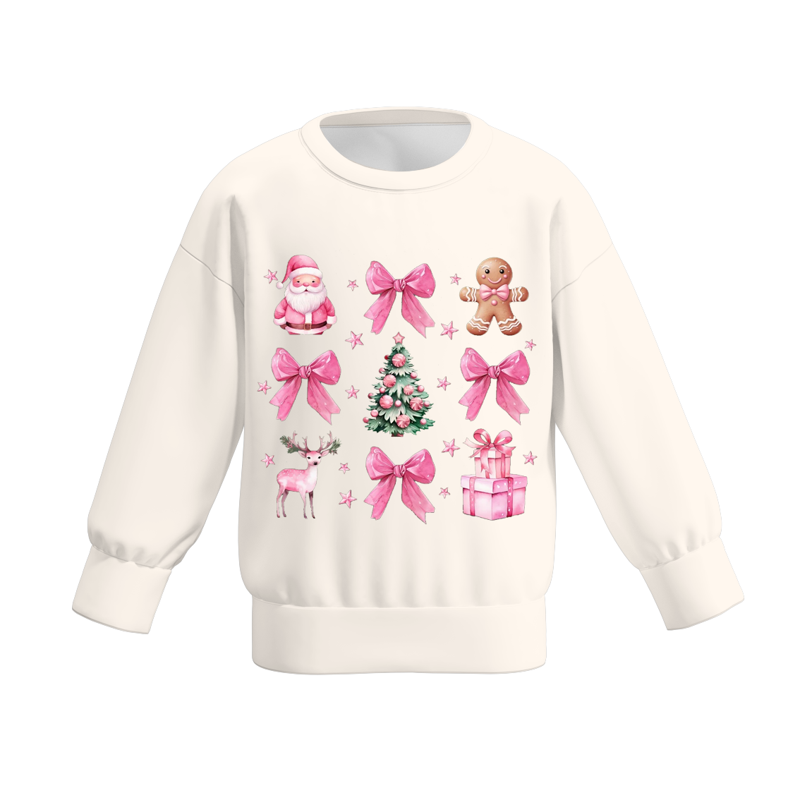 （Pre Order）Girls Christmas Cartoon Print Sweatshirt