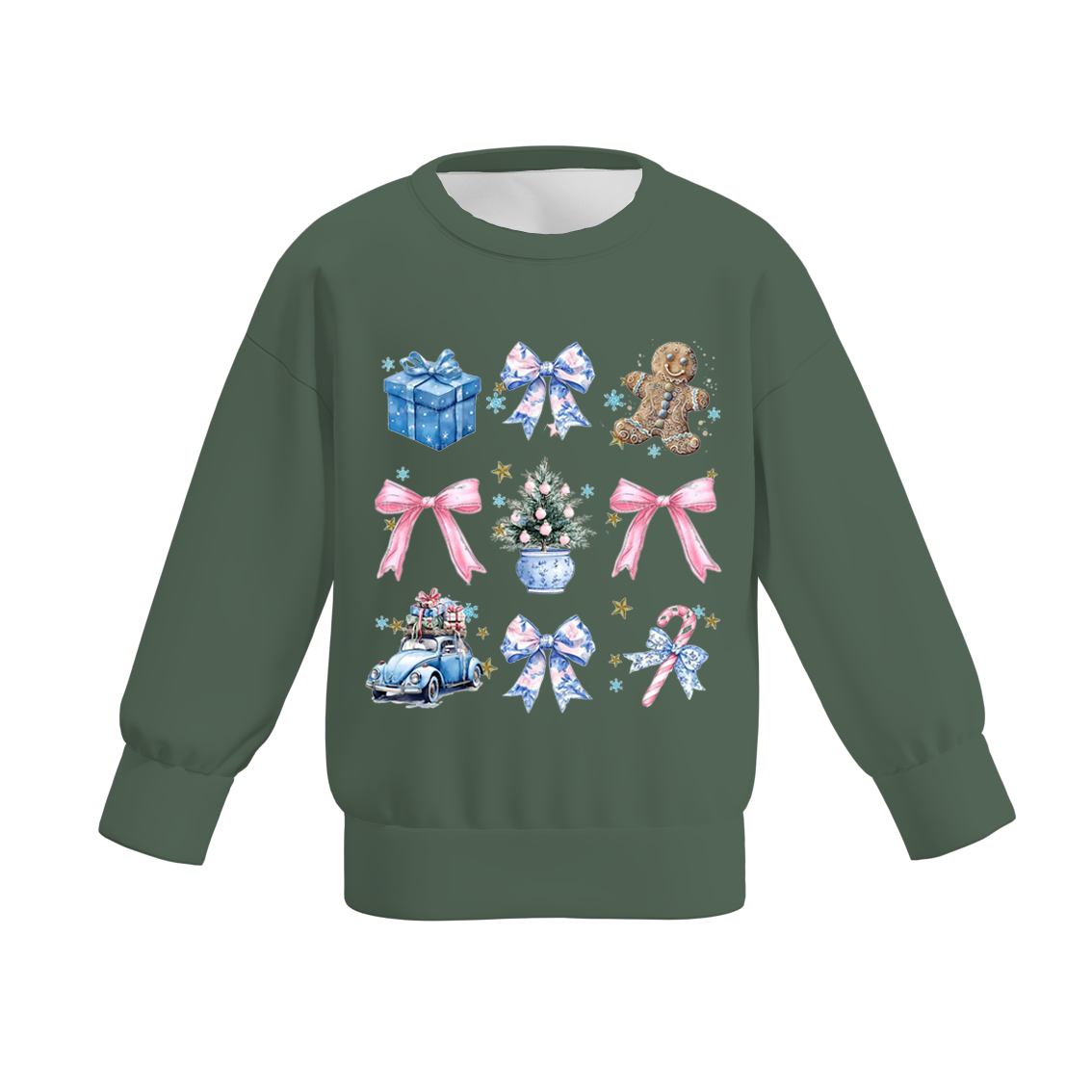 （Pre Order）Girls Christmas Cartoon Print Sweatshirt