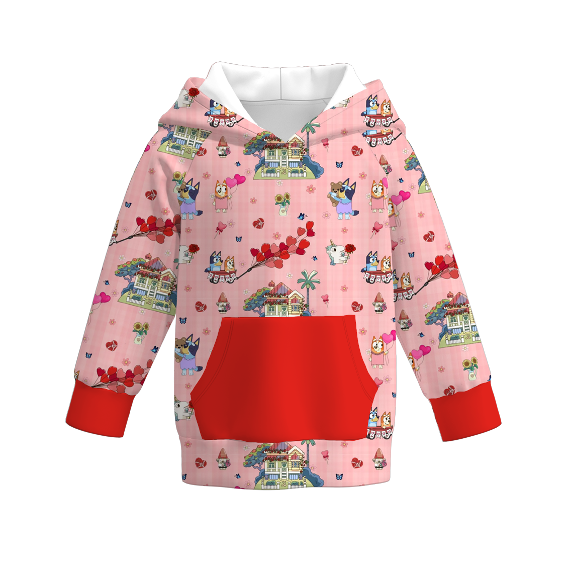 （Pre Order）Boys and Girls Valentine's Day Cute Cartoon Print Hoodie