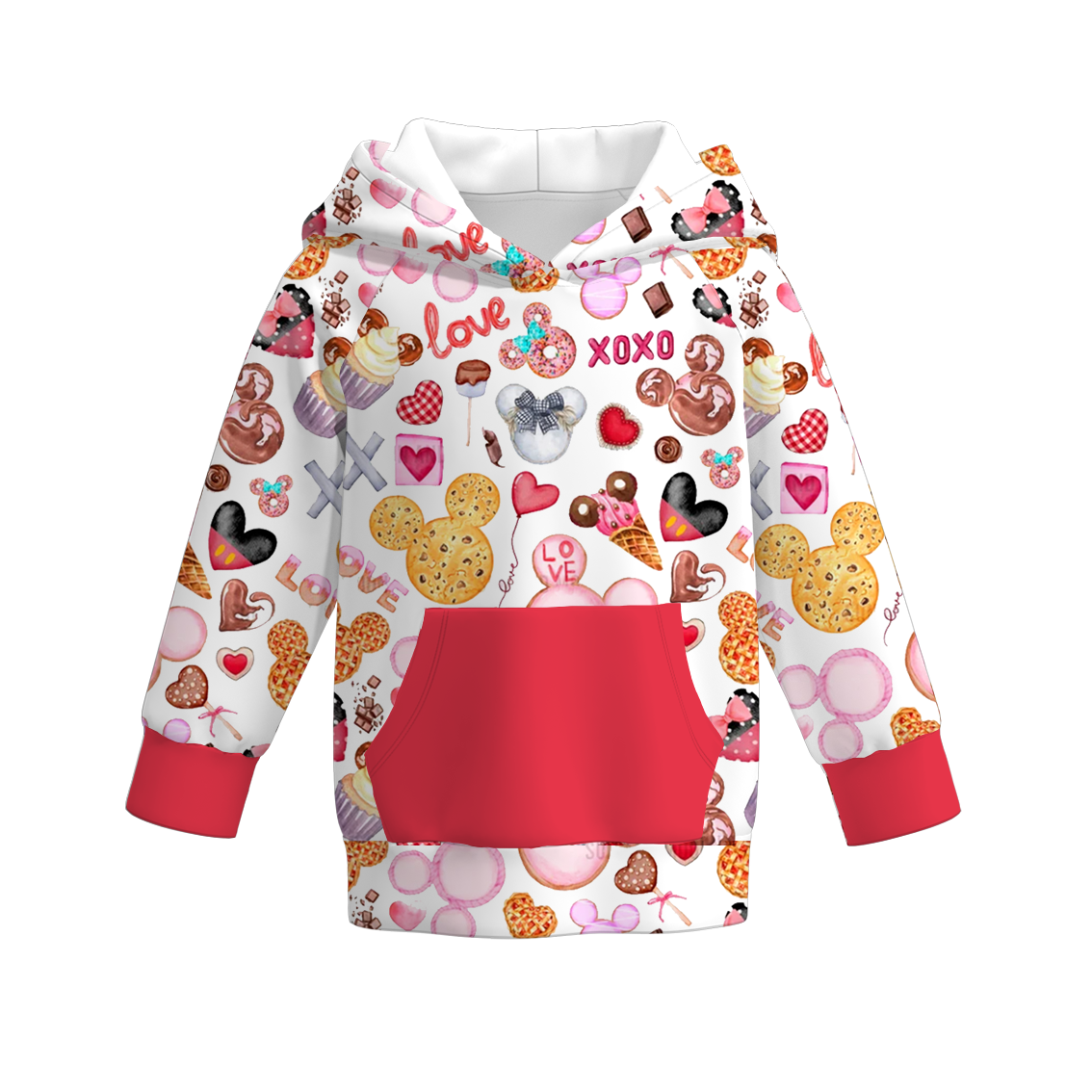 （Pre Order）Girls Valentine's Day Cartoon Print Hoodie